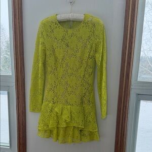 BCBGMaxAzria Neon Yellow Lace Dress